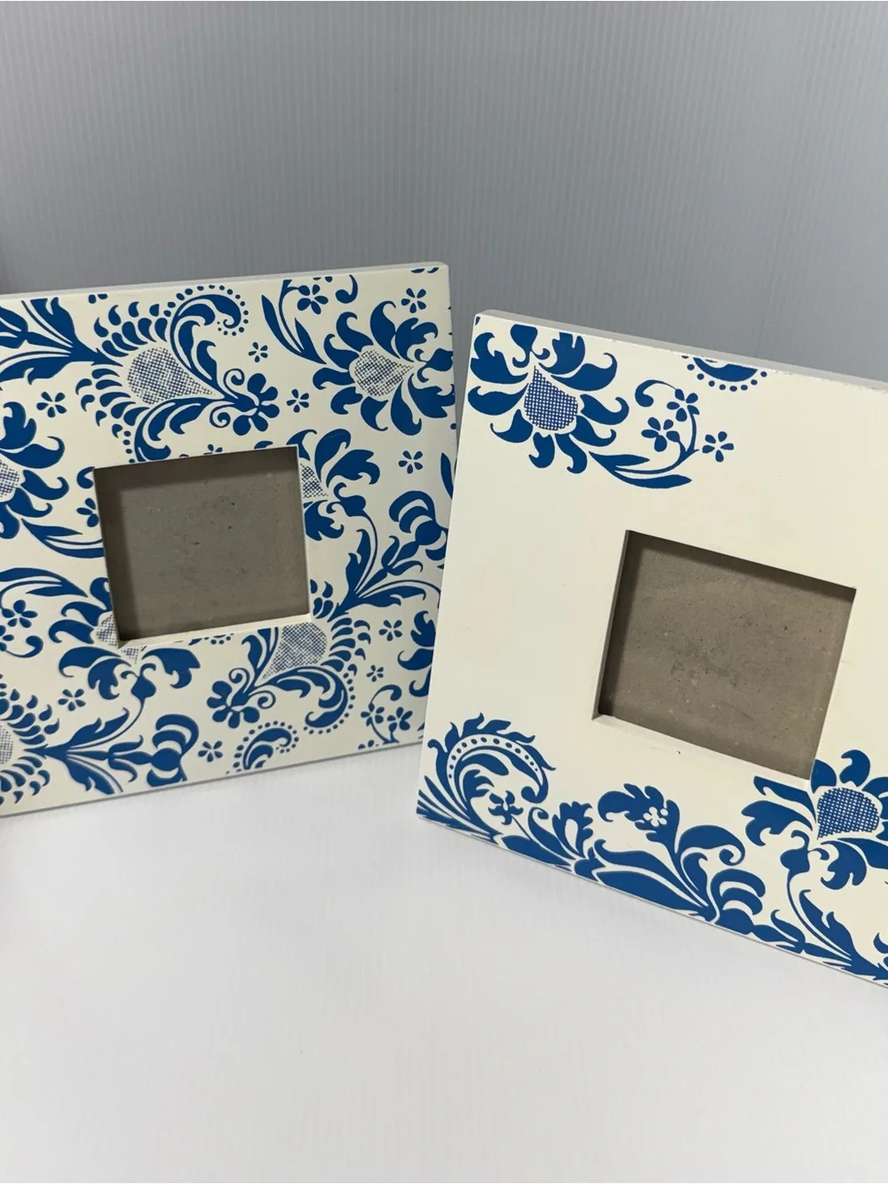 Blue Floral Ceramic Photo Frames - White & Blue Accent